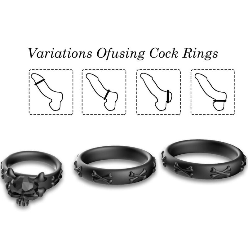 ARMONY - BLACK SILICONE SKULL RINGS