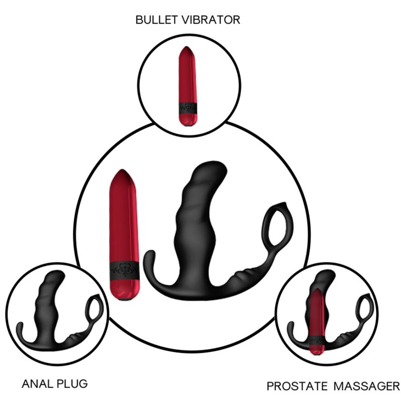 ARMONY - KNIGHT ANAL PROSTATE VIBRATOR &amp; REMOTE CONTROL RING BLACK