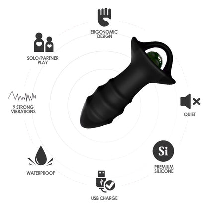 ARMONY - KYLIN DEDAL VIBRATOR &amp; ANAL PLUG REMOTE CONTROL BLACK