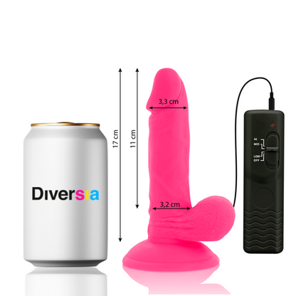 DIVERSIA - PINK FLEXIBLE VIBRATING DILDO 17 CM -OR- 3.3 CM