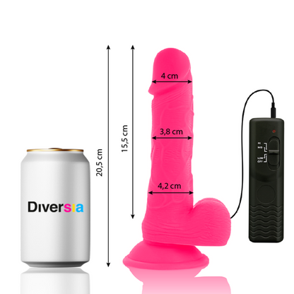 DIVERSIA - PINK FLEXIBLE VIBRATING DILDO 20.5 CM -OR- 4.2 CM