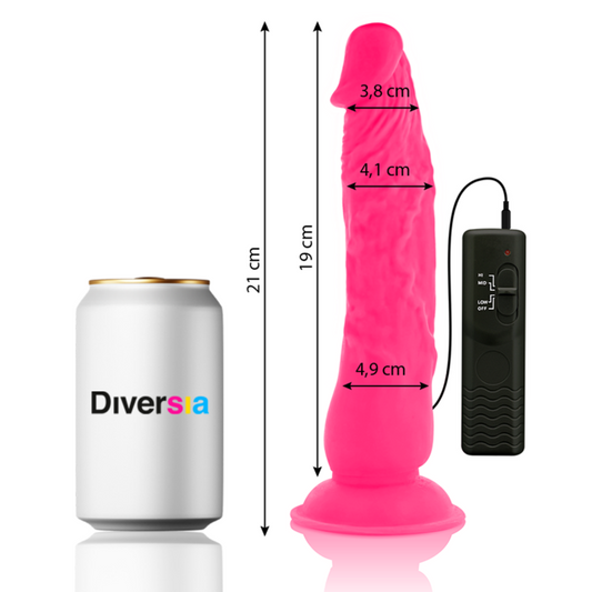 DIVERSIA - FLEXIBLE VIBRATING DILDO PINK 21 CM -OR- 4.9 CM