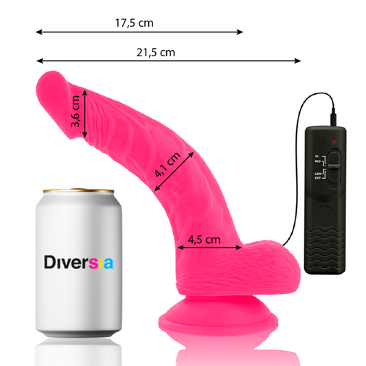 DIVERSIA - PINK FLEXIBLE VIBRATING DILDO 21.5 CM -OR- 4.5 CM