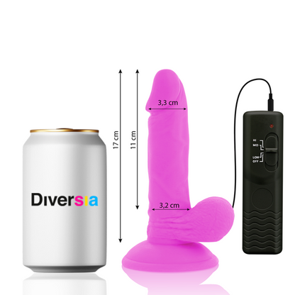 DIVERSIA - FLEXIBLE VIBRATING DILDO PURPLE 17 CM -OR- 3.3 CM