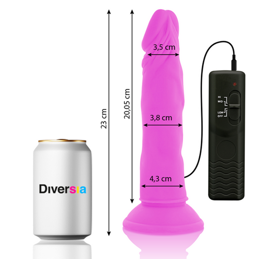 DIVERSIA - FLEXIBLE VIBRATING DILDO LILAC 23 CM -OR- 4.3 CM