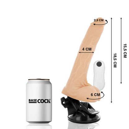 BASECOCK - NATURAL REMOTE CONTROL ARTICULABLE VIBRATOR 18.5 CM -O- 4 CM