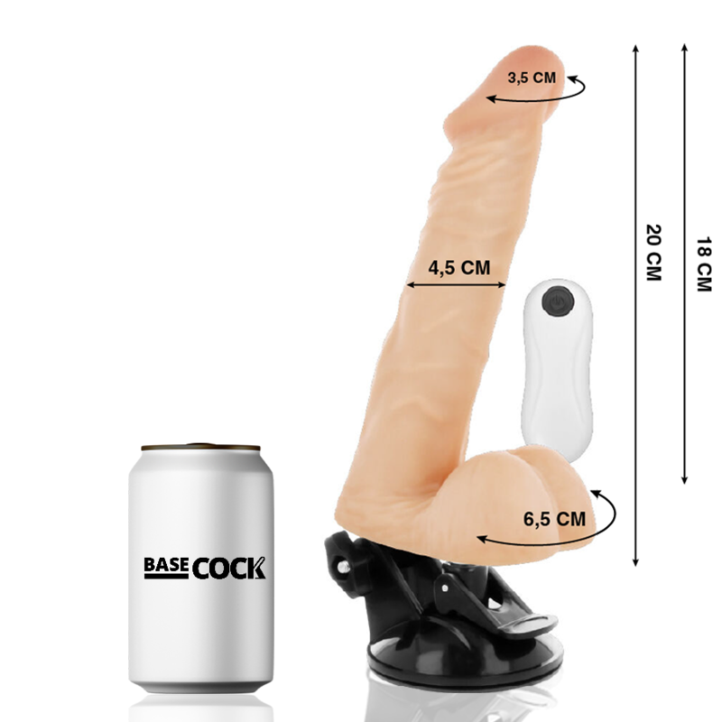 BASECOCK - NATURAL REMOTE CONTROL ARTICULABLE VIBRATOR 20 CM -OR- 4.5 CM