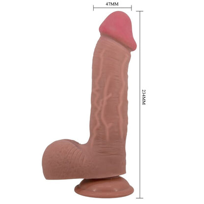 PRETTY LOVE - SLIDING SKIN SERIES REALISTIC DILDO WITH SUCTION CUP MULATO SLIDING SKIN 23.4 CM