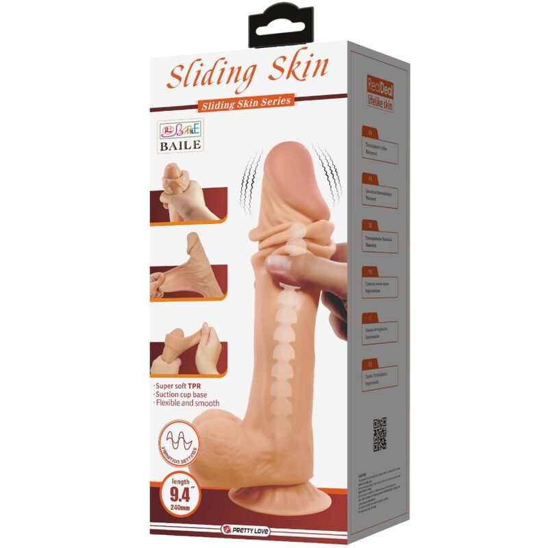 PRETTY LOVE - SLIDING SKIN SERIES DILDO REALÍSTICO CON VENTOSA PIEL DESLIZANTE CONTROL REMOTO NATURAL 24 CM