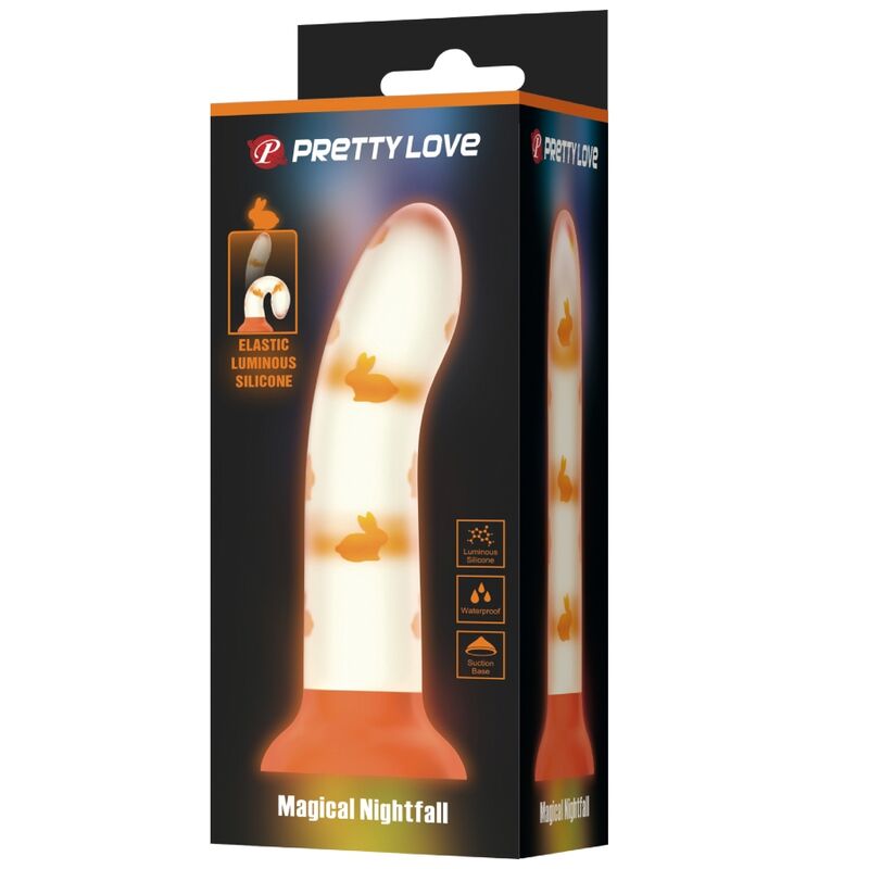 PRETTY LOVE - MAGICAL NIGHTFALL VIBRATING DILDO ORANGE LUMINOUS