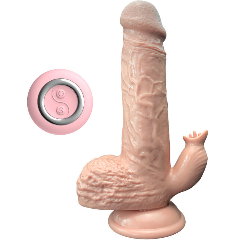 ARMONY - REALISTIC VIBRATING &amp; THRUSTING DILDO WITH TONGUE STIMULATOR 19 CM