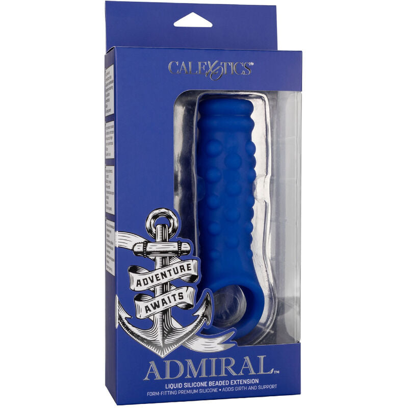 CALEXOTICS - ADMIRAL BEADED LIQUID SILICONE PENIS SLEEVE BLUE