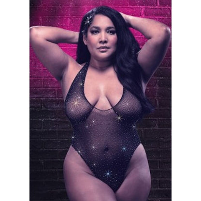 CALEXOTICS - RADIANCE BEADED DEEP V-NECK BODYSUIT PLUS SIZE