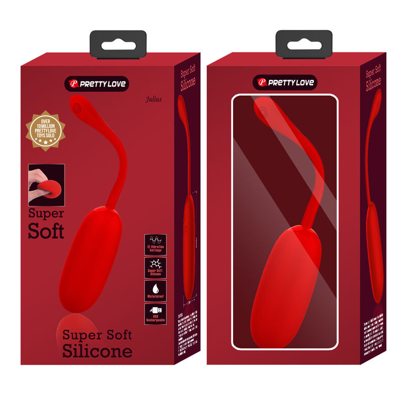 PRETTY LOVE - JULIUS WATERPROOF &amp; RECHARGEABLE VIBRATING EGG RED