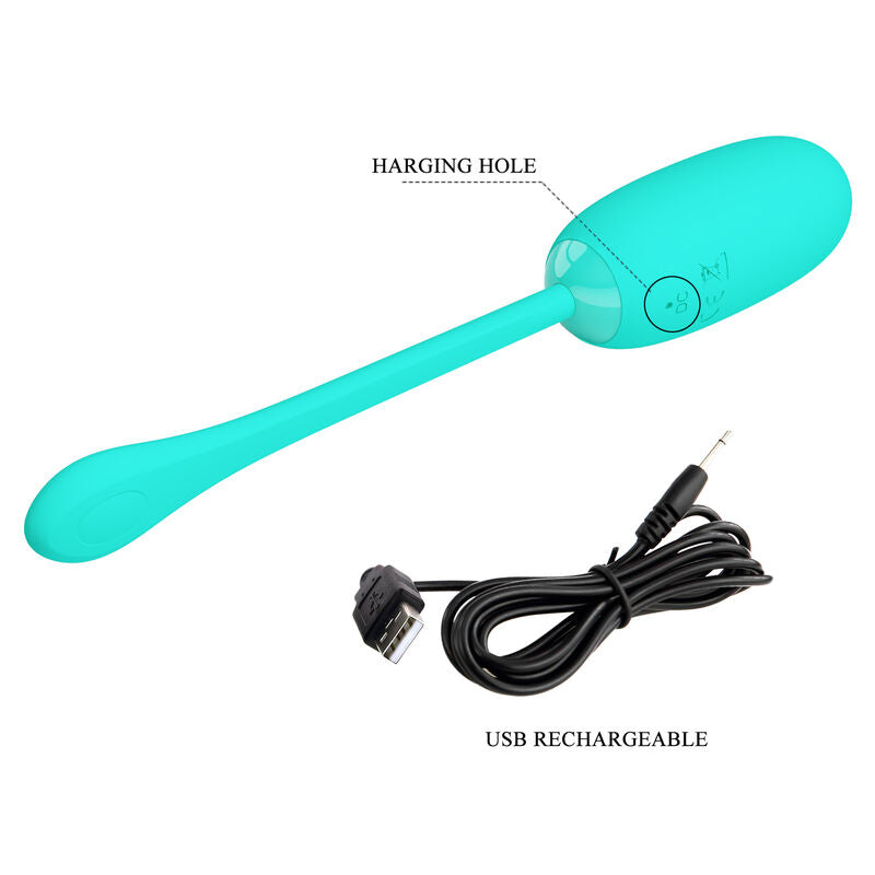 PRETTY LOVE - JULIUS WATERPROOF &amp; RECHARGEABLE VIBRATING EGG AQUA GREEN