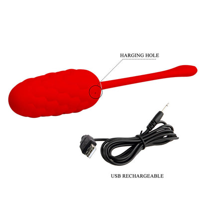 PRETTY LOVE - RECHARGEABLE MARINE TEXTURE VIBRATING EGG RED