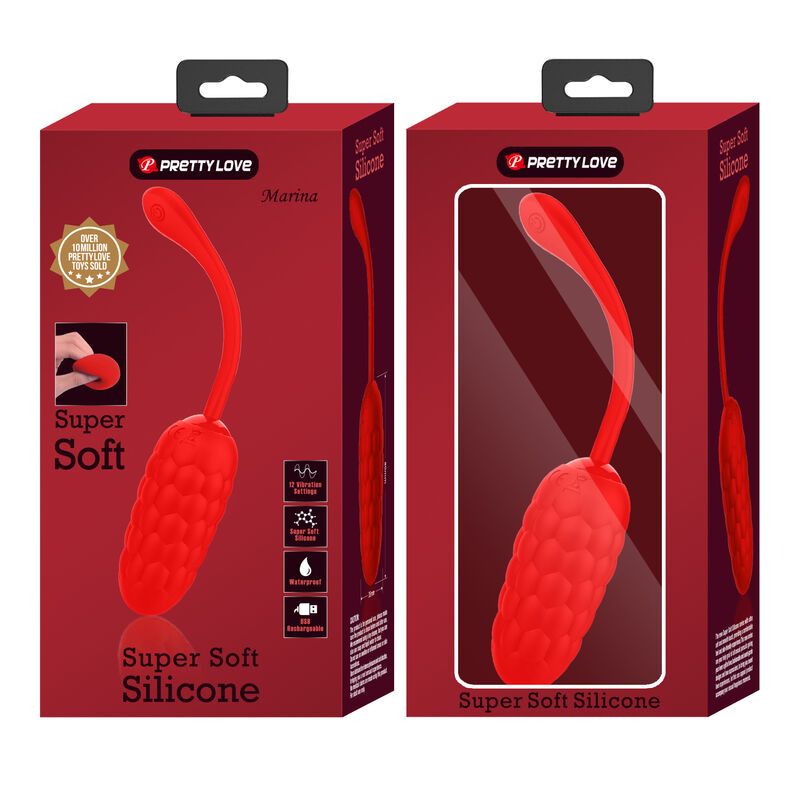 PRETTY LOVE - RECHARGEABLE MARINE TEXTURE VIBRATING EGG RED