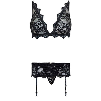 LIVCO CORSETTI FASHION - BELITA LC 90231 BRA + PANTY + GARTER BELT BLACK S/M