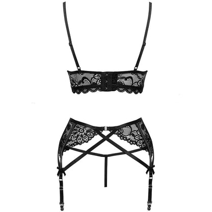 LIVCO CORSETTI FASHION - MORIDAM LC 90552 BRA + GARTER BELT + BLACK PANTY S/M