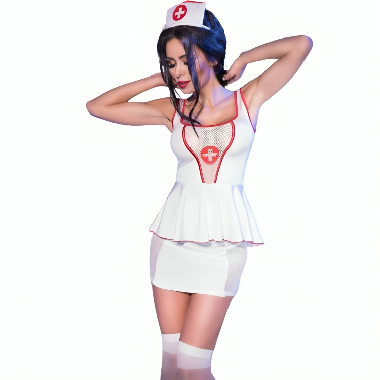 CHILIROSE - CR 4160 NURSE COSTUME TOP &amp; SKIRT S/M