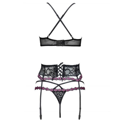 LIVCO CORSETTI FASHION - SNEHANA LC 90443 BRA + GARTER BELT + BLACK PANTY S/M