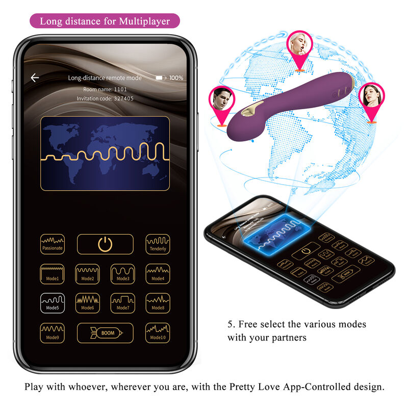 PRETTY LOVE - HECTOR ELECTROSHOCK VIBRATOR WITH APP CONTROL LILAC