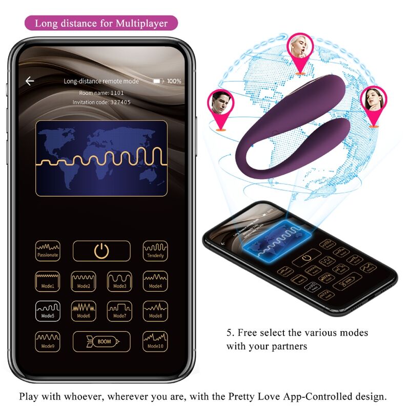 PRETTY LOVE - AUGUST DOUBLE PLEASURE VIBRATOR APP REMOTE