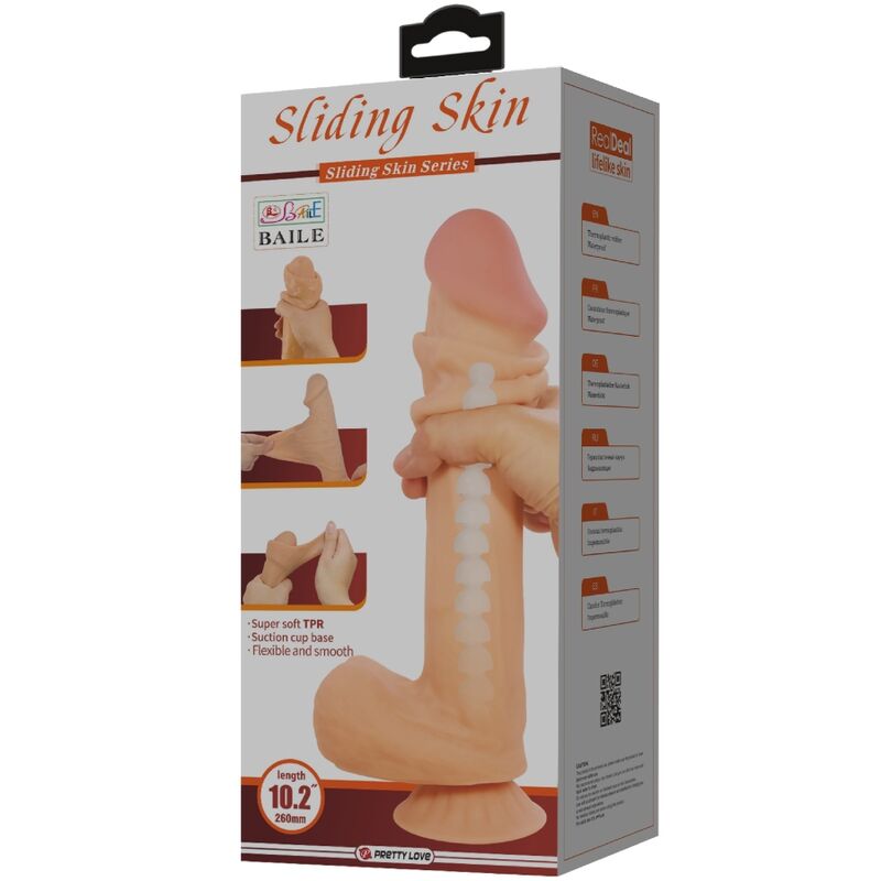 PRETTY LOVE - SLIDING SKIN SERIES DILDO REALÍSTICO CON VENTOSA PIEL DESLIZANTE 26 CM