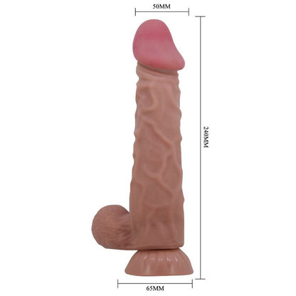 PRETTY LOVE - SLIDING SKIN SERIES REALISTIC DILDO WITH SUCTION CUP SLIDING SKIN BROWN 24 CM