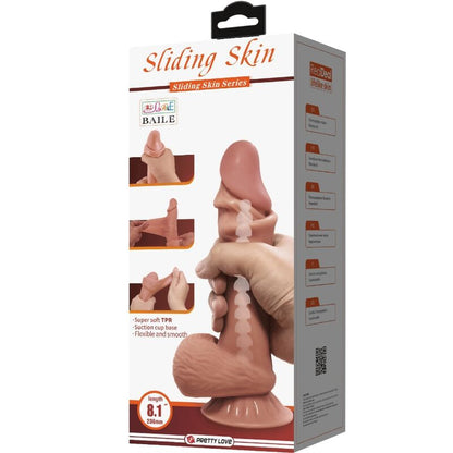 PRETTY LOVE - SLIDING SKIN SERIES REALISTIC DILDO WITH SUCTION CUP SLIDING SKIN BROWN 19.4 CM