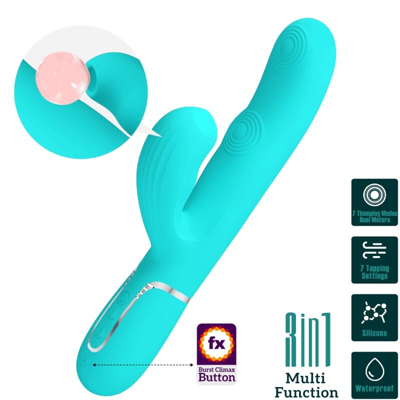 PRETTY LOVE - 3 IN 1 MULTIFUNCTION G-SPOT VIBRATOR PERLITE WATER GREEN