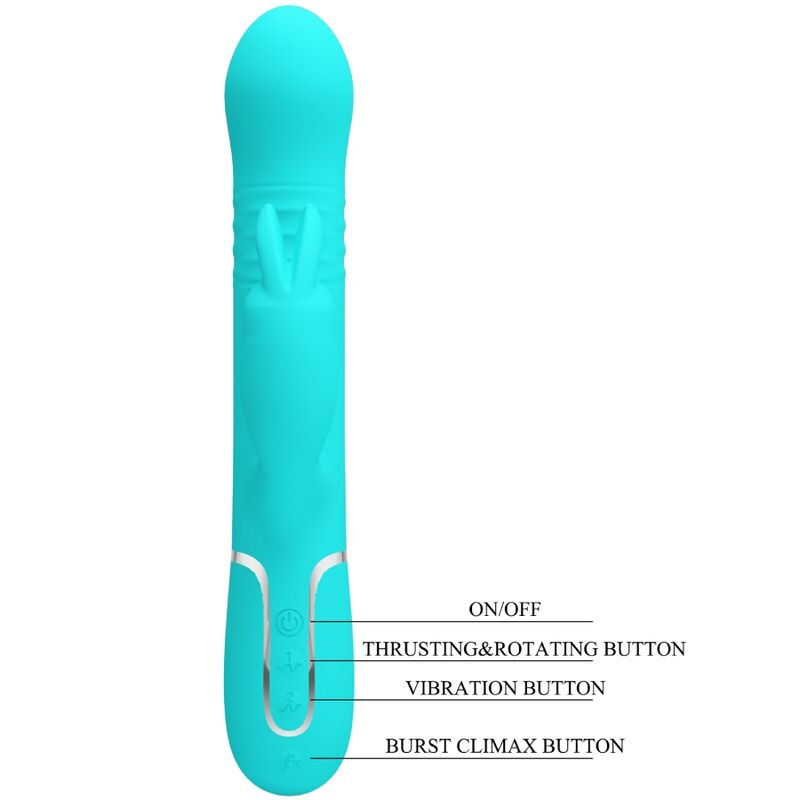 PRETTY LOVE - VIBRADOR COALE RABBIT PERLAS VERDE AGUA