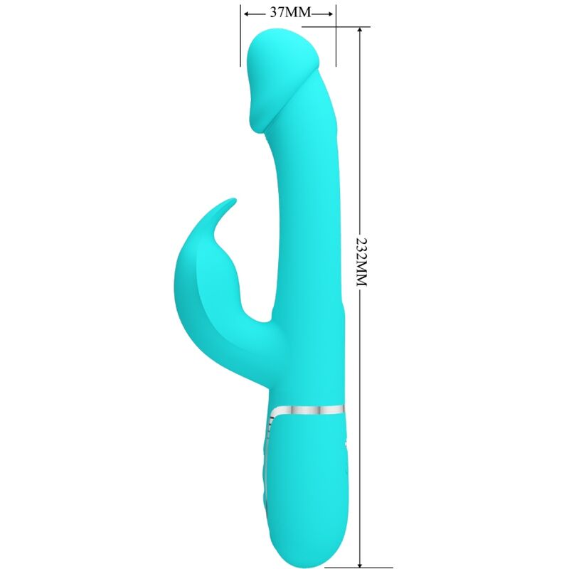 PRETTY LOVE - KAMPAS 3 IN 1 MULTIFUNCTION RABBIT VIBRATOR WITH WATER GREEN TONGUE