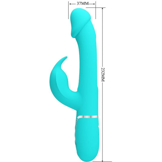 PRETTY LOVE - KAMPAS 3 IN 1 MULTIFUNCTION RABBIT VIBRATOR WITH WATER GREEN TONGUE