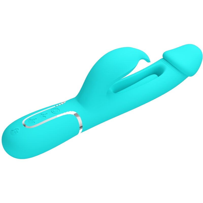 PRETTY LOVE - KAMPAS 3 IN 1 MULTIFUNCTION RABBIT VIBRATOR WITH WATER GREEN TONGUE