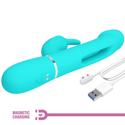 PRETTY LOVE - KAMPAS 3 IN 1 MULTIFUNCTION RABBIT VIBRATOR WITH WATER GREEN TONGUE