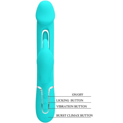 PRETTY LOVE - KAMPAS 3 IN 1 MULTIFUNCTION RABBIT VIBRATOR WITH WATER GREEN TONGUE