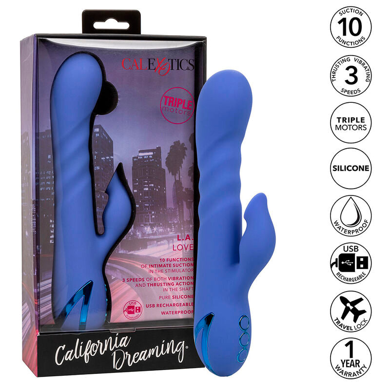 CALEXOTICS - LA LOVE VIBRATOR &amp; SUCKER BLUE BY CALIFORNIA DREAMING