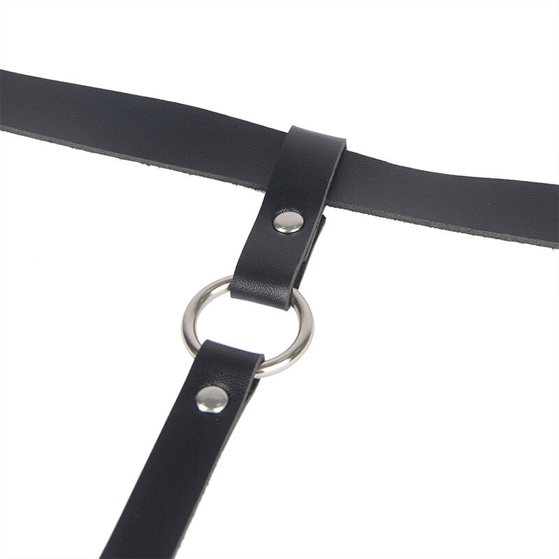 SUBBLIME - BLACK LEATHER CHAIN ​​LEG HARNESS ONE SIZE