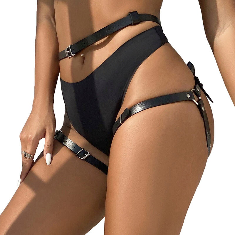 SUBBLIME - BLACK LEATHER WAIST AND LEG HARNESS ONE SIZE