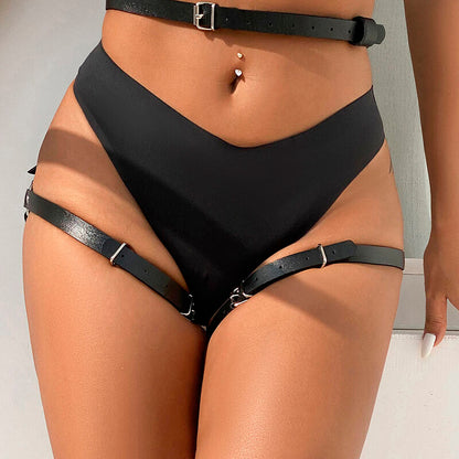 SUBBLIME - BLACK LEATHER WAIST AND LEG HARNESS ONE SIZE