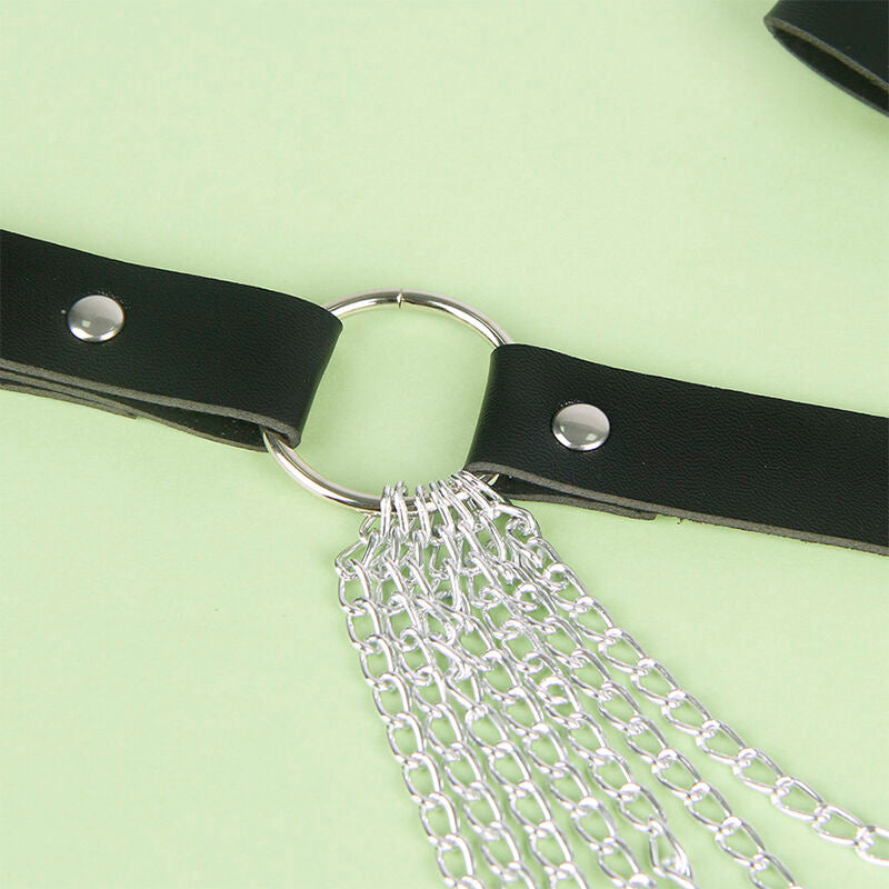 SUBBLIME - BLACK LEATHER CHAIN ​​BELT ONE SIZE