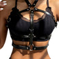 SUBBLIME - BLACK LEATHER CHEST HARNESS RINGS ONE SIZE