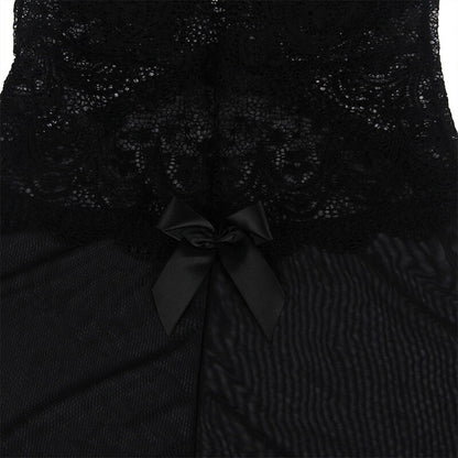 SUBBLIME - BABYDOLL TULLE FABRIC LACE AND FLOWER DETAIL BLACK S/M