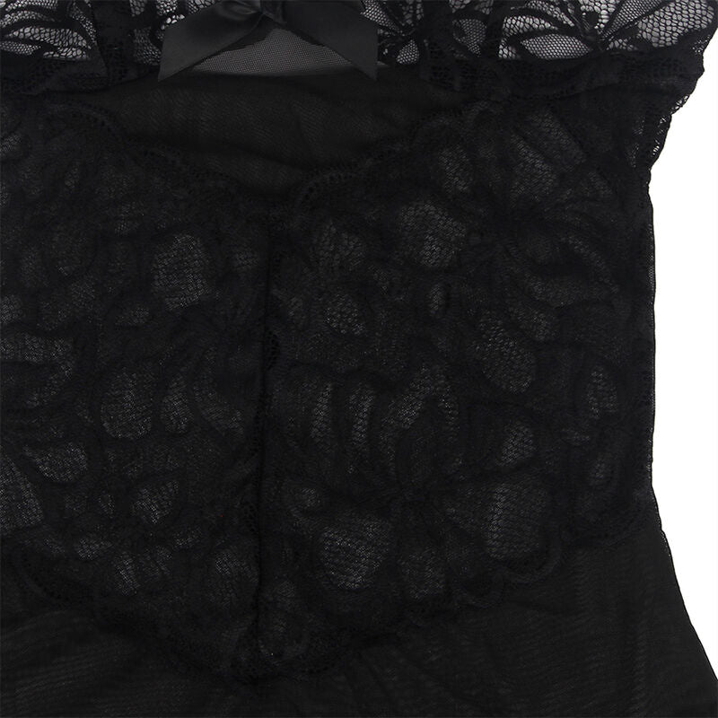 SUBBLIME - BLACK SHEER LACE FLORAL PRINT ADJUSTABLE STRAPS BABYDOLL S/M