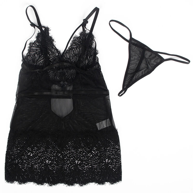 SUBBLIME - BLACK LACE ADJUSTABLE STRAPS BABYDOLL S/M