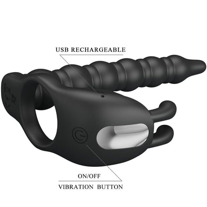 PRETTY LOVE - BLACKNEY PENIS RING WITH BLACK VIBRATING PLUG