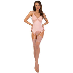 LIVCO CORSETTI FASHION - PERSINNE PEACH SET CORSET + PANTY + STOCKINGS S/M