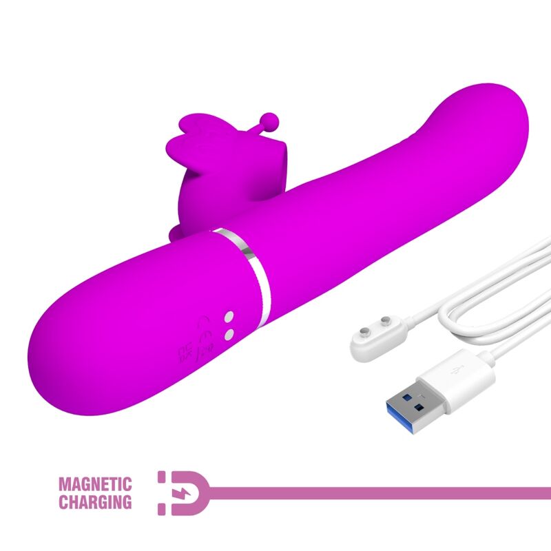 PRETTY LOVE - 4 IN 1 MULTIFUNCTION RABBIT VIBRATOR FUCHSIA BUTTERFLY