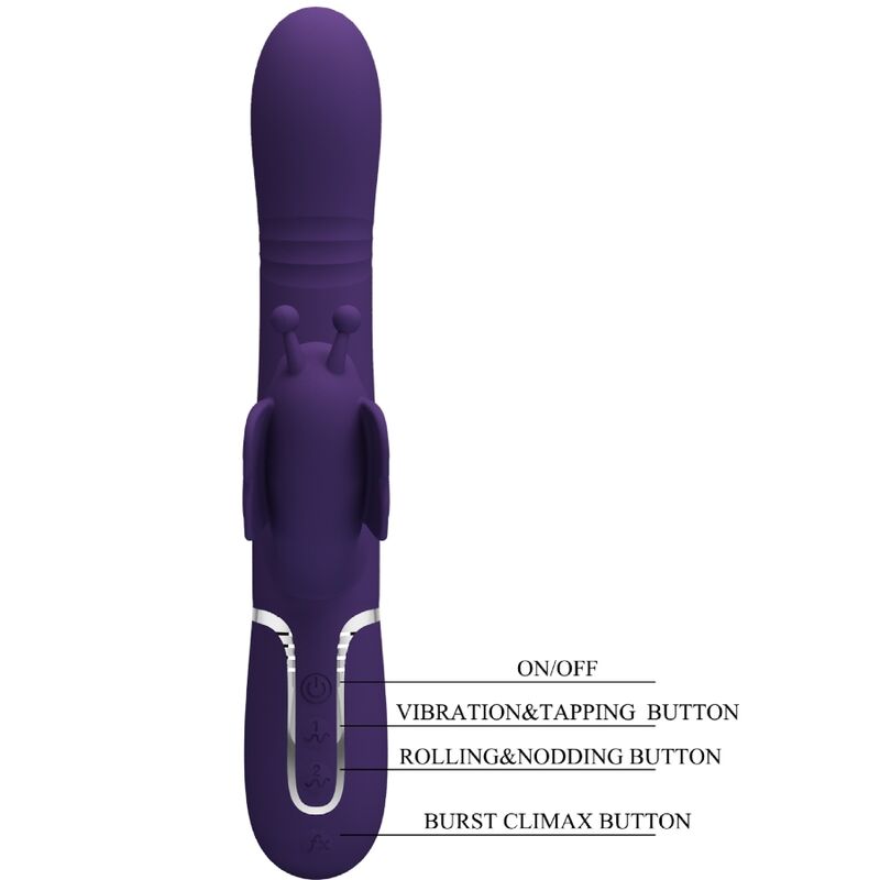 PRETTY LOVE - 4 IN 1 MULTIFUNCTION RABBIT VIBRATOR BUTTERFLY PURPLE